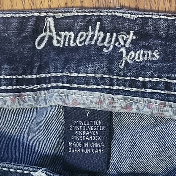 Amethyst Cropped Jeans Size 7 Mid Rise Dark Wash Stretch Denim B34 - Picture 5 of 9
